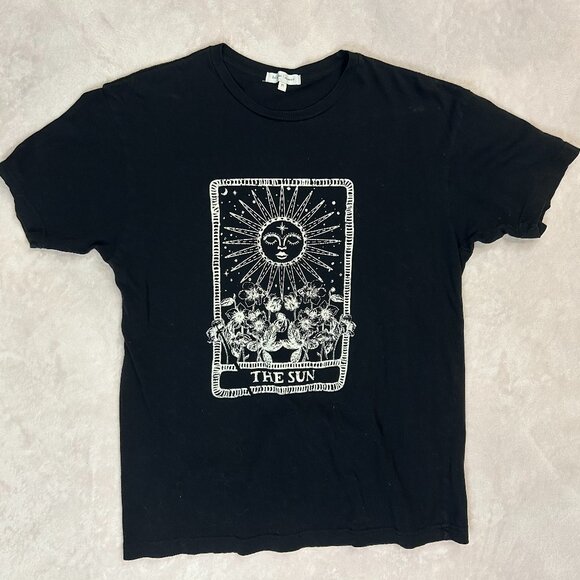 Black Women T Shirt Bohme Medium Graphic Tee Sun Tarot Card - Picture 2 of 8